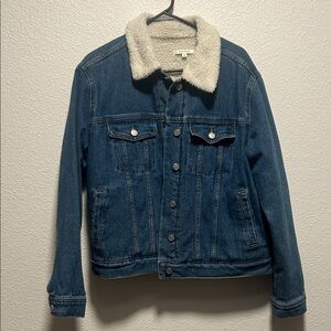 PacSun Blue Denim Jacket with Cream Sherpa Lining